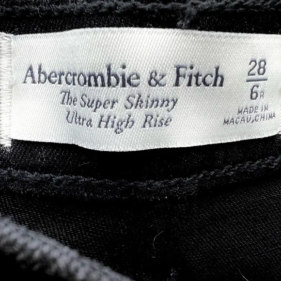 NWOT Abercrombie black jeans ultra high rise super skinny raw hem 28R 6 - Picture 13 of 15